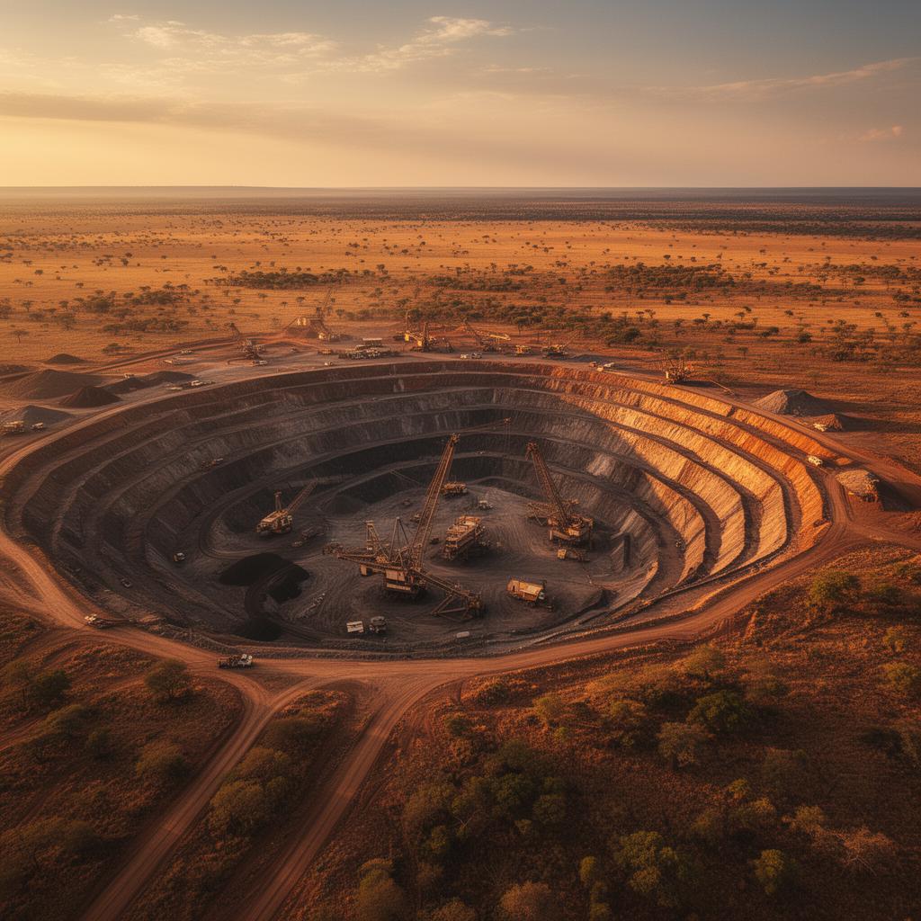 Aerial view of African mining operations